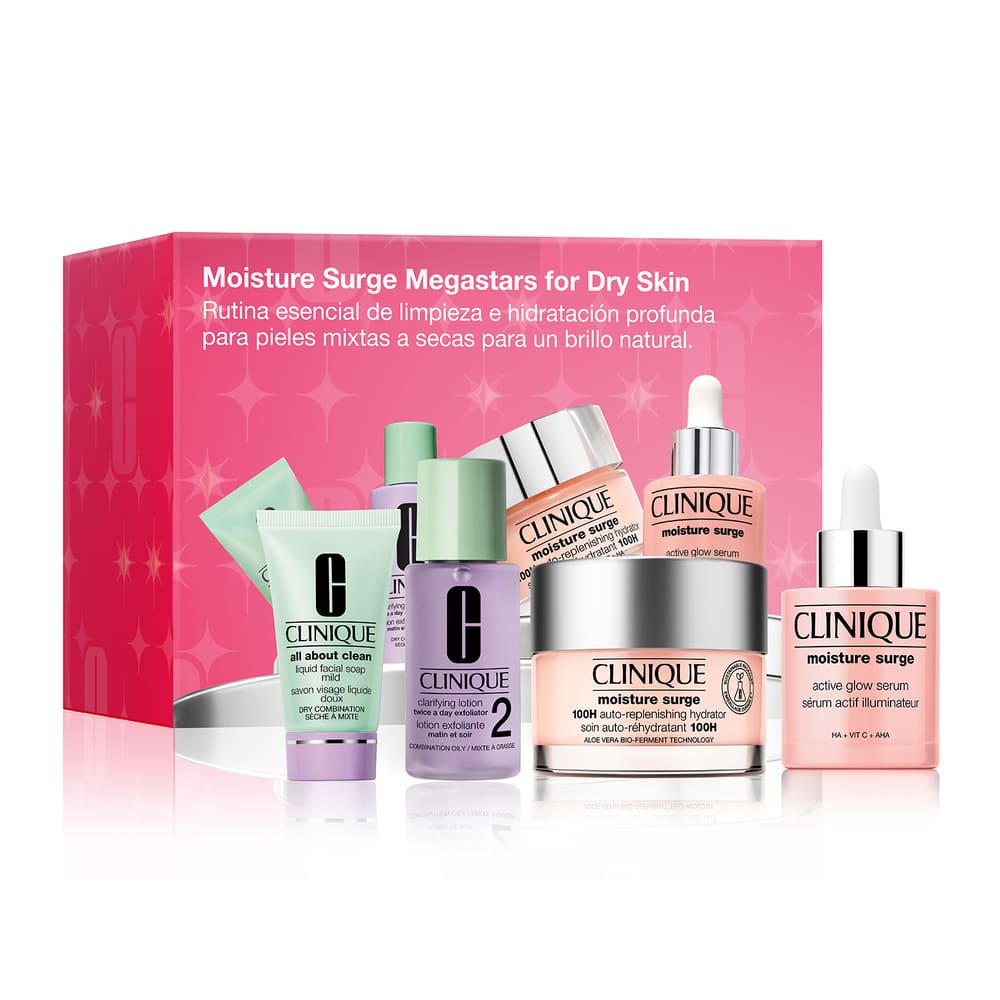 SET MOISTURE SURGE MEGASTARS FOR DRY SKIN (SET DE LIMPIEZA, EXFOLIACIÓN E HIDRATACIÓN)